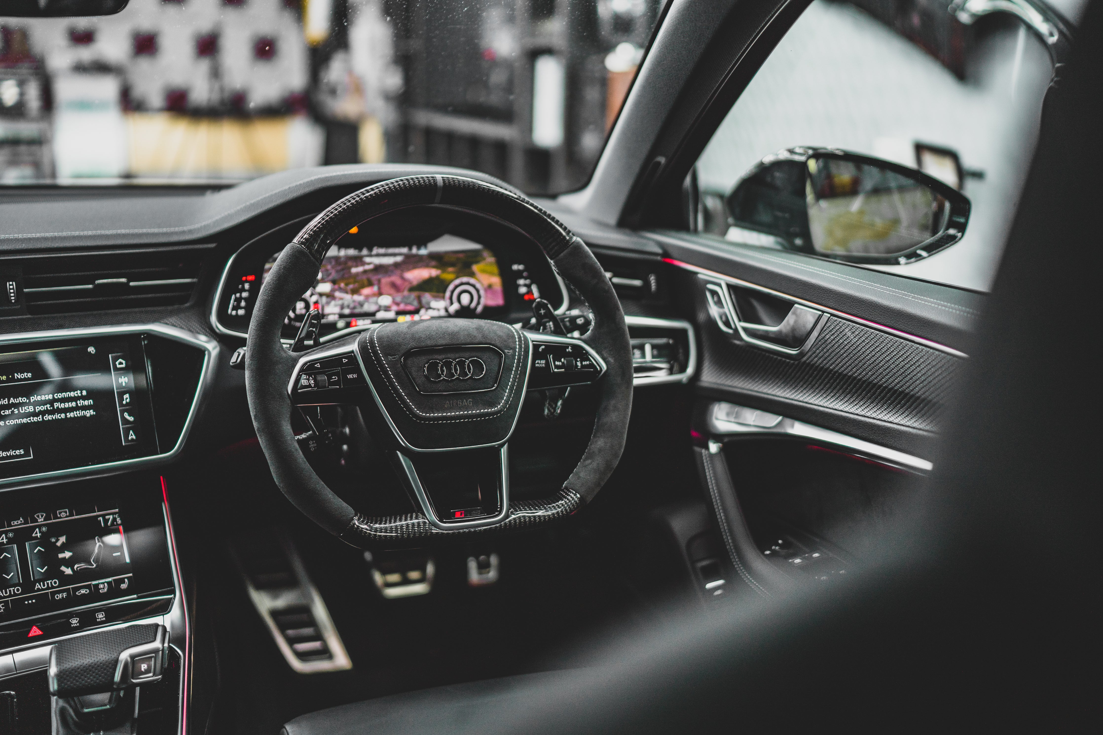 NOVSKI Auto Klimaanlage Entlüftung Auslass Rahmen Abdeckung Verkleidung  Aufkleber Für Audi A3 8V RS3 2016-2019 Auto Interieur Zubehör.,B-Carbon  Fiber