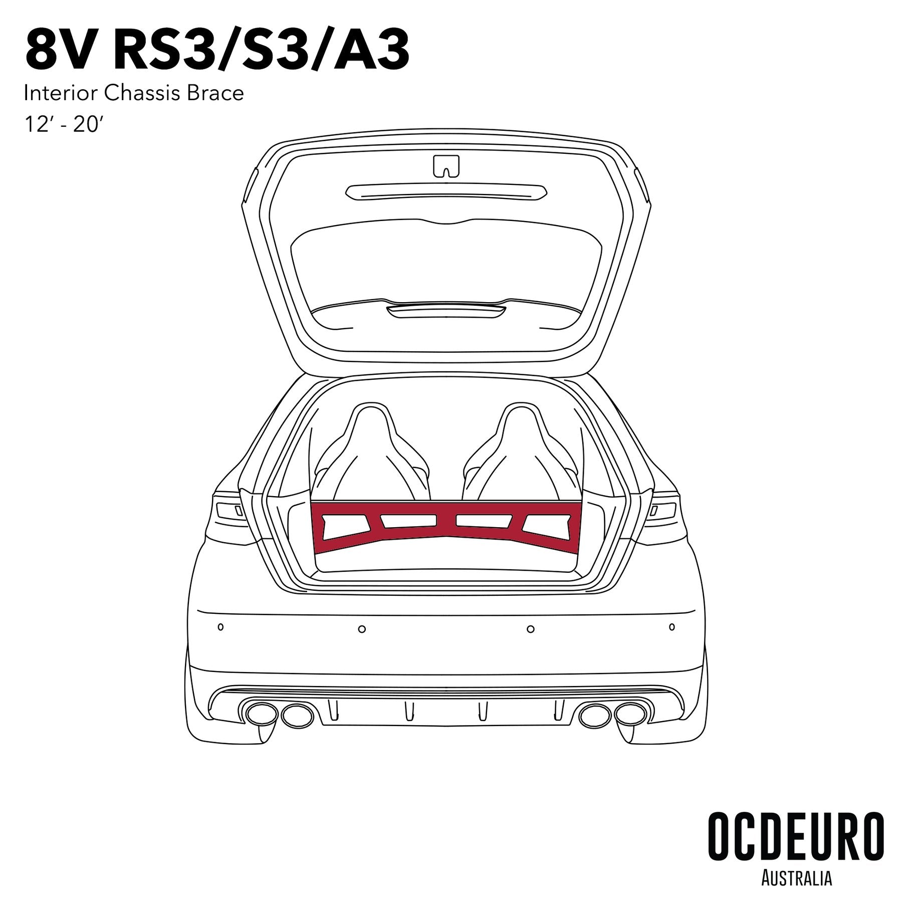 AUDI 8V RS3/S3/A3 HATCHBACK INTERIOR CHASSIS BRACE - Berg Auto Design